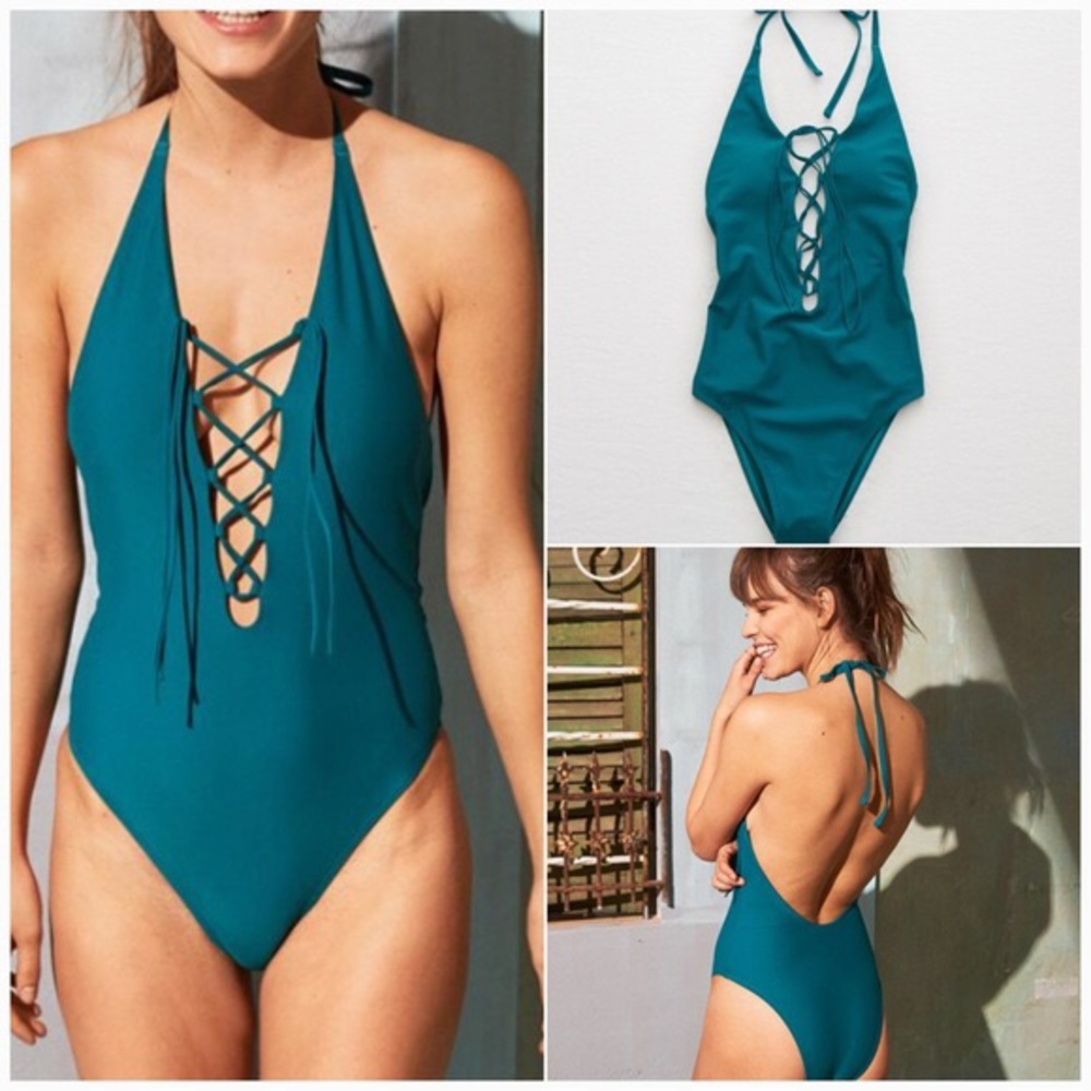 Aerie lace up one-piece swimsuit